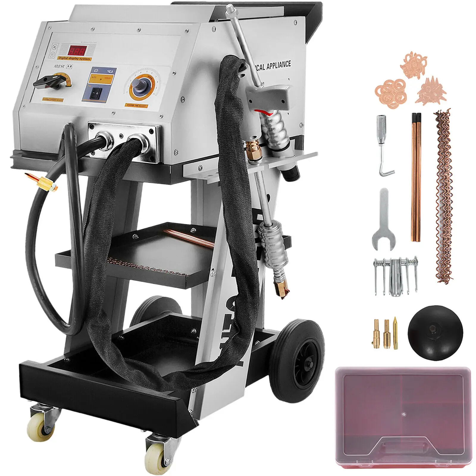 5600AMP Stud Welding Machine Double Welding Torch Vehicle Panel Dots Puller Dent Spotter for Auto Repair DL-4500 
5600AMP Stud Welding Machine Double Welding Torch Vehicle Panel Dots Puller Dent Spotter for Auto Repair DL-4500