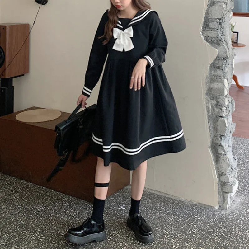 HOUZHOU Kawaii Bow Dress Women Preppy Style Long Sleeve Dresses Sailor Collar Spring Autumn Patchwork Jk Sweet Girl Lolita Robe
HOUZHOU Kawaii Bow Dress Women Preppy Style Long Sleeve Dresses Sailor Collar Spring Autumn Patchwork Jk Sweet Girl Lolita Robe