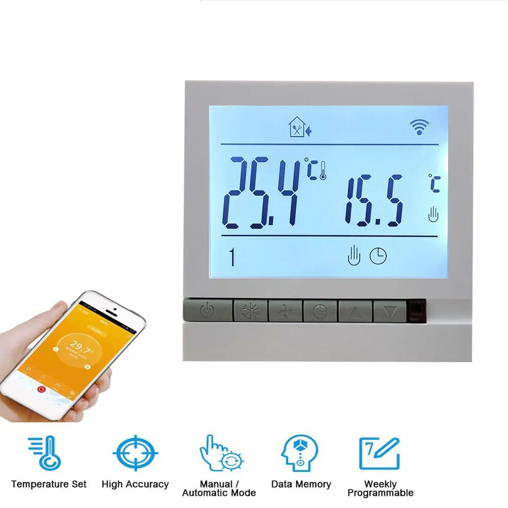 WiFi Smart Thermostat Control Voice Control Electric Heating Thermostat Programmable Digital Thermostat
WiFi Smart Thermostat Control Voice Control Electric Heating Thermostat Programmable Digital Thermostat