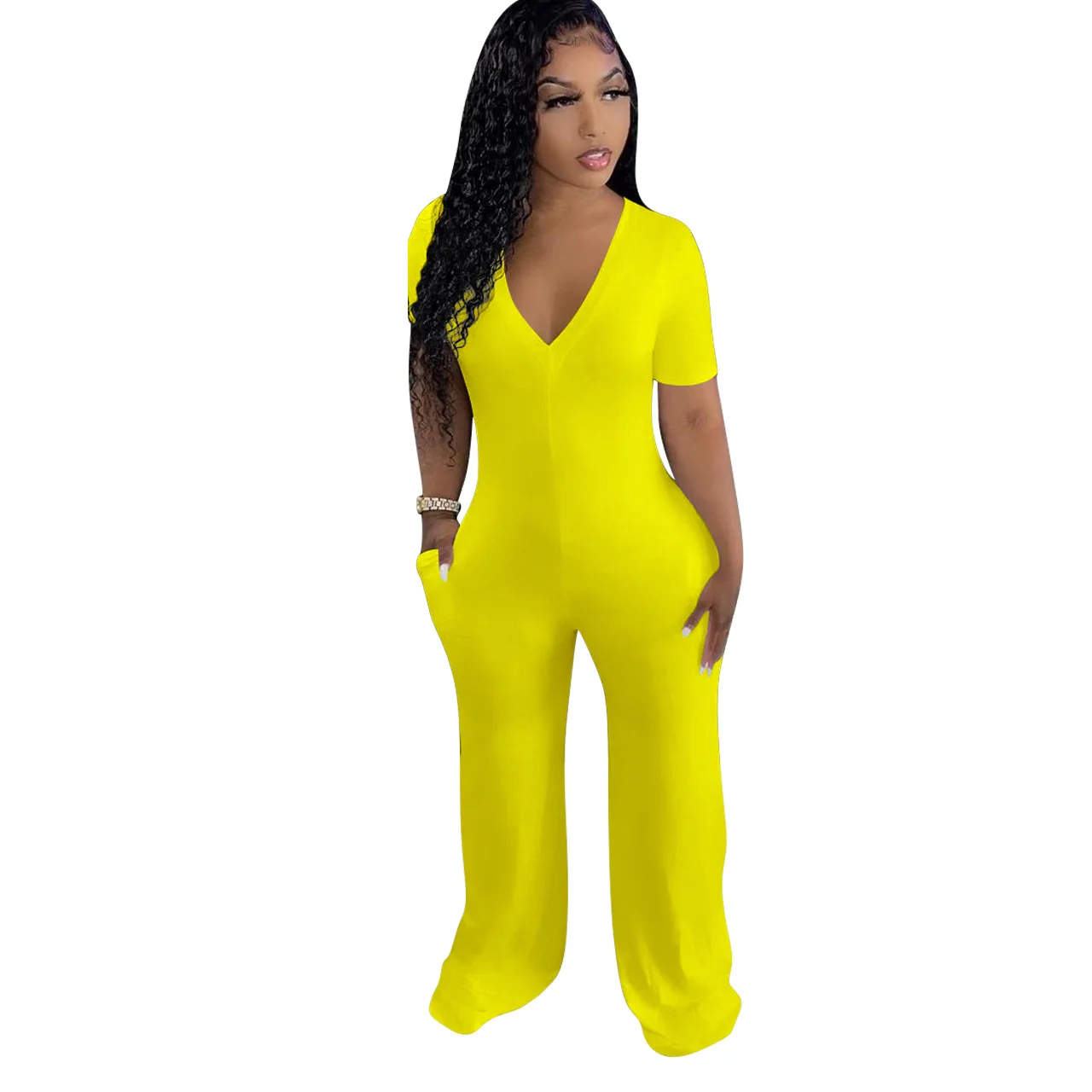 Donsignet Women Jumpsuit New Solid Color Short Sleeve Deep V-neck Black Jumpsuit Women Floor-length Fashion Wide Leg Jumpsuit
Donsignet Women Jumpsuit New Solid Color Short Sleeve Deep V-neck Black Jumpsuit Women Floor-length Fashion Wide Leg Jumpsuit