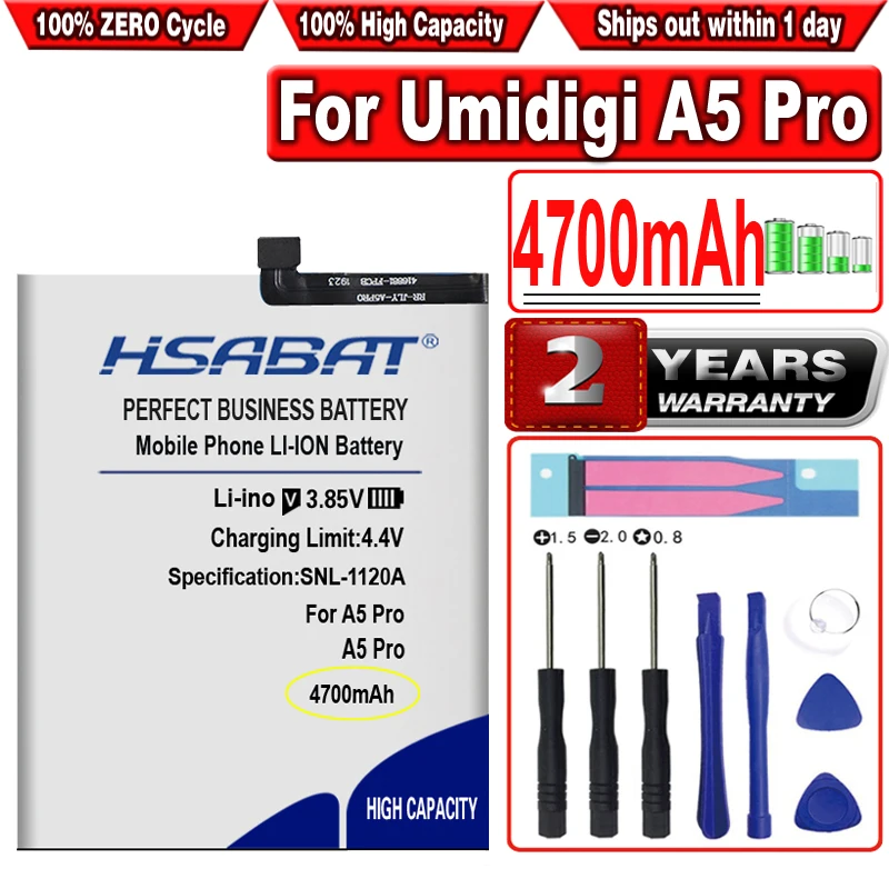 Аккумулятор высокой емкости HSABAT 4700 мАч для смартфона UMI Umidigi A5 Pro 
Аккумулятор высокой емкости HSABAT 4700 мАч для смартфона UMI Umidigi A5 Pro