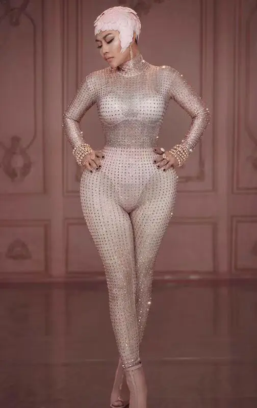 Sexy party girl stage show singer costume cloth Pink see through jumpsuit club dance wear
Sexy party girl stage show singer costume cloth Pink see through jumpsuit club dance wear