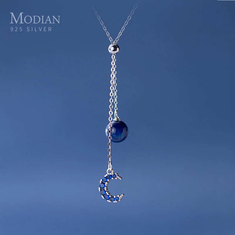 Modian Fashion Galaxy Blue Planet Moon Crystal Long Chain Necklace Pendants Classic Charm 925 Sterling Silver Jewelry For Women
Modian Fashion Galaxy Blue Planet Moon Crystal Long Chain Necklace Pendants Classic Charm 925 Sterling Silver Jewelry For Women