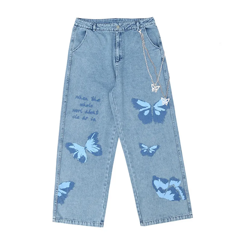 Korean Fashion Butterfly Graffiti Print Punk Men Baggy Jeans Trousers Hip Hop Straight Loose Wide Women Kpop Denim Pants Spodnie
Korean Fashion Butterfly Graffiti Print Punk Men Baggy Jeans Trousers Hip Hop Straight Loose Wide Women Kpop Denim Pants Spodnie