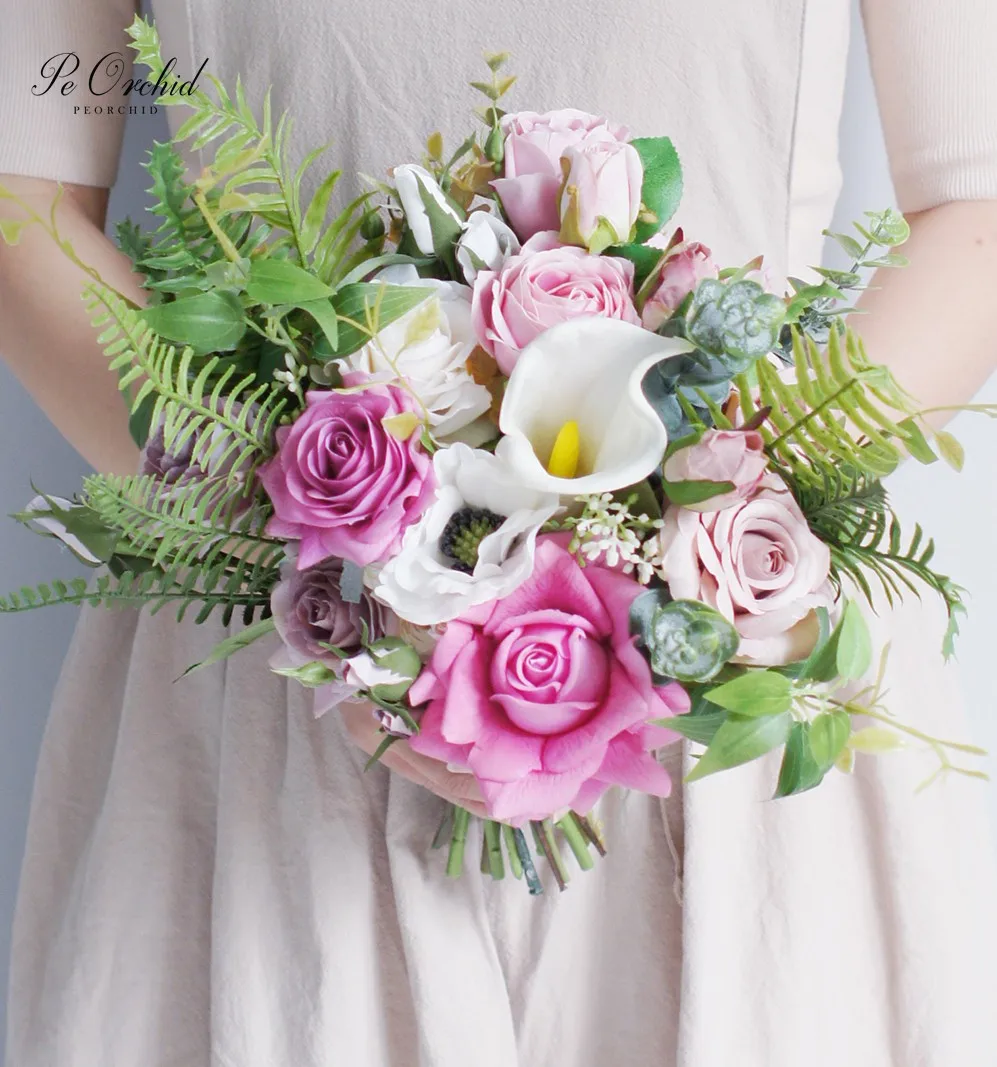 PEORCHID Pink Wedding Boquet Bridal Artificial Silk Flower Real Touch Calla Lily Rose Bouquet For Bride Ramos De Boda
PEORCHID Pink Wedding Boquet Bridal Artificial Silk Flower Real Touch Calla Lily Rose Bouquet For Bride Ramos De Boda
