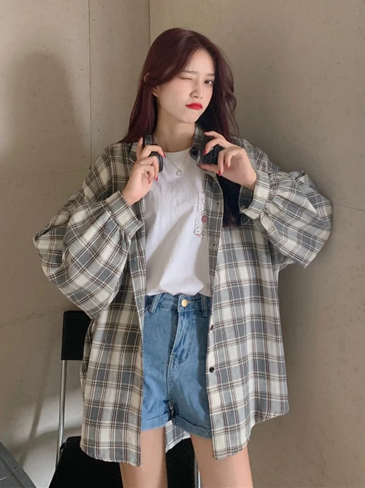 Shirts Tops Jacket Women's Summer And Winter Plaid Shirt Is Versatile Korean Loose Thin Style Long Sleeve Clothes Fashionable
Shirts Tops Jacket Women's Summer And Winter Plaid Shirt Is Versatile Korean Loose Thin Style Long Sleeve Clothes Fashionable