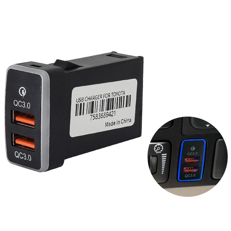 Car Dual USB 3.0 Fast Charger 12-24V Car Charger with LED Ambient Light Suitable for Toyota
Car Dual USB 3.0 Fast Charger 12-24V Car Charger with LED Ambient Light Suitable for Toyota