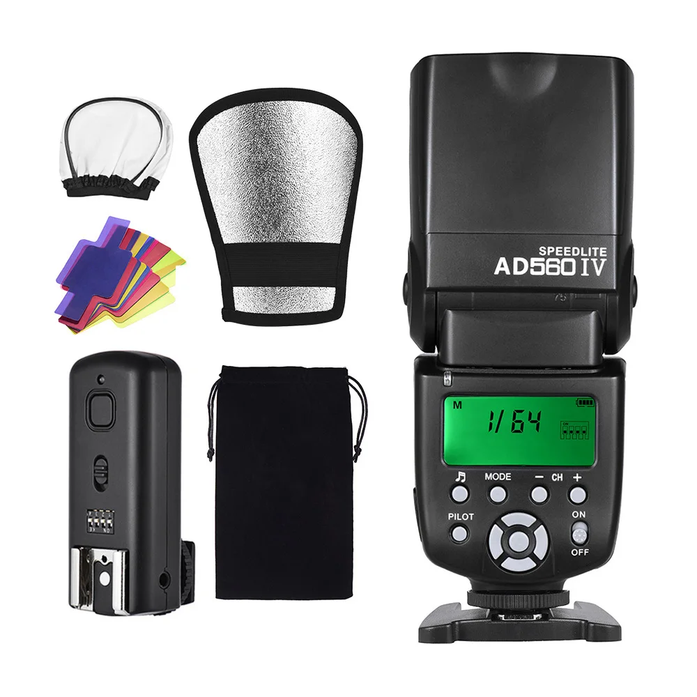 Беспроводная вспышка Andoer AD560 IV Pro 2,4G Speedlite GN50 с диффузором для DSLR-камеры s
Беспроводная вспышка Andoer AD560 IV Pro 2,4G Speedlite GN50 с диффузором для DSLR-камеры s