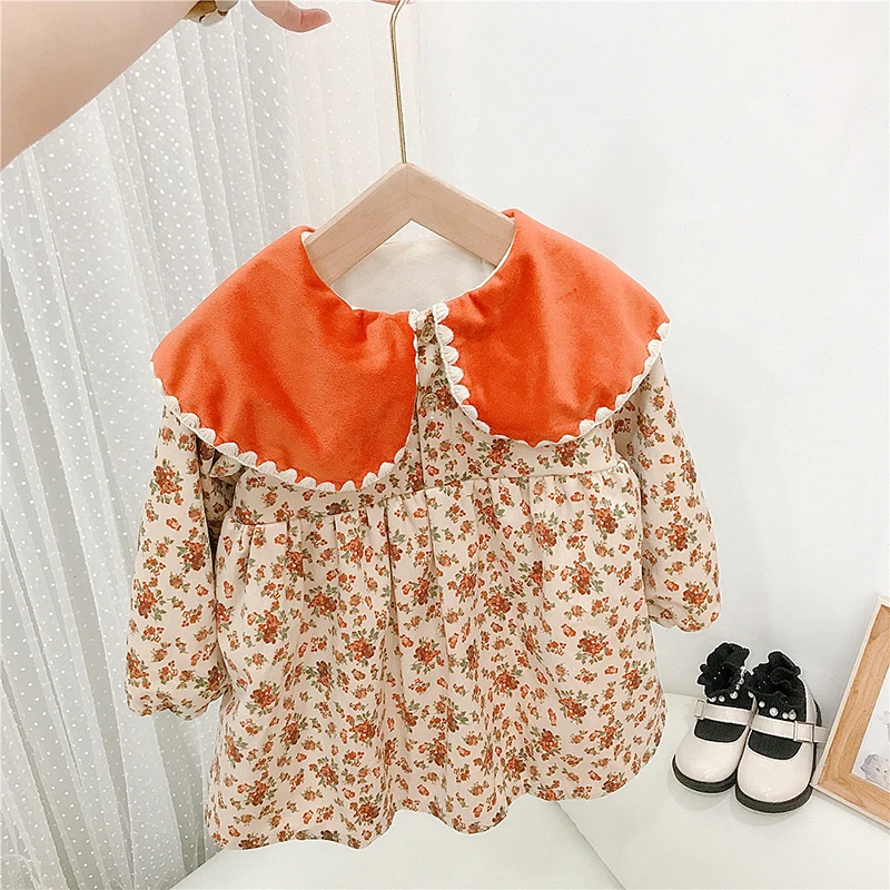 Girls' Long-sleeved Plus Velvet Floral Corduroy Lapel Dress Toddler Girl Fall Clothes Flower Clothes Winter Dress for Girls
Girls' Long-sleeved Plus Velvet Floral Corduroy Lapel Dress Toddler Girl Fall Clothes Flower Clothes Winter Dress for Girls