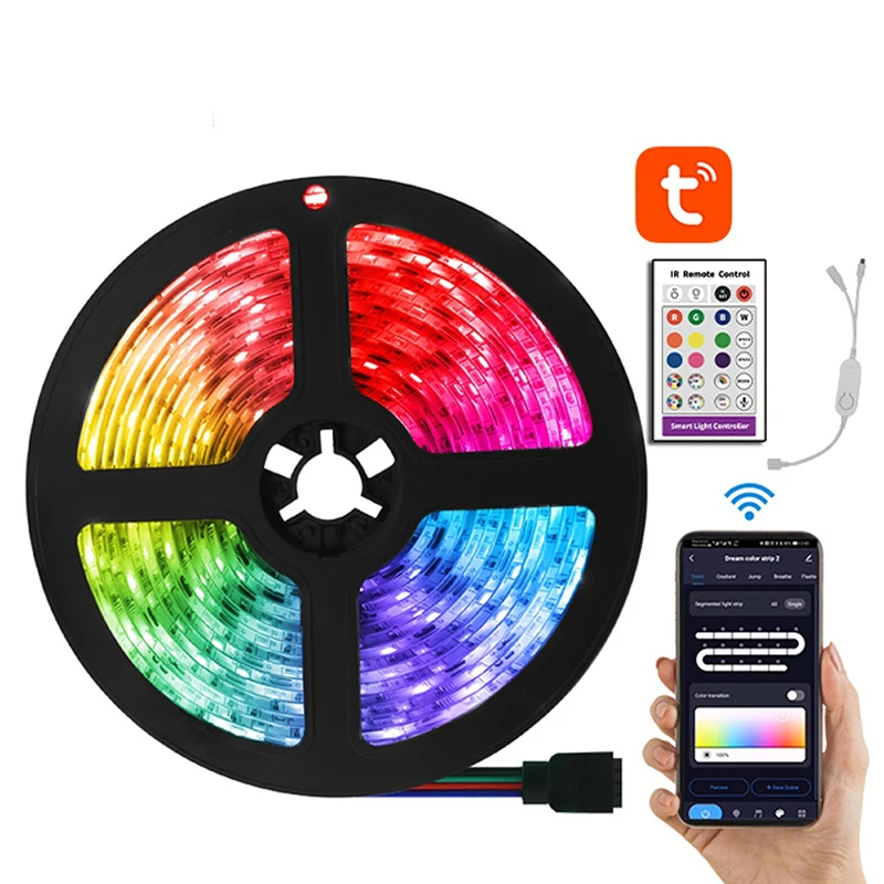 Tuya Smart LED Strip Lights Tape Smart WIFI RGB5050 Flexible Lamp luces led light Pasted For Housing Room Decor Festival
Tuya Smart LED Strip Lights Tape Smart WIFI RGB5050 Flexible Lamp luces led light Pasted For Housing Room Decor Festival