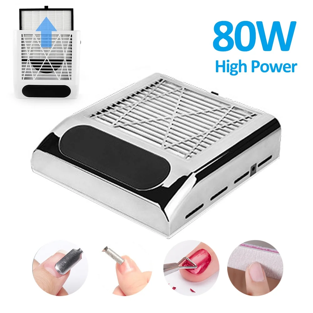 

High Power Nail Dust Suction Collector 80W Fan Vacuum Cleaner Manicure Machine With Filters Nail Art Salon Low Noisy Equipment