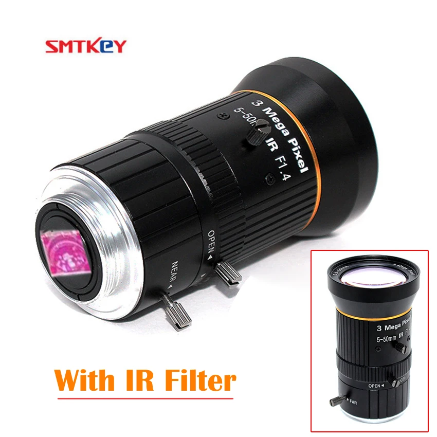 

HD 5-50mm Manual Iris Varifocal Lens 3MP 1/2.7" CS Mount CCTV Lens With 650nm IR Filter For IP AHD USB BOX Camera