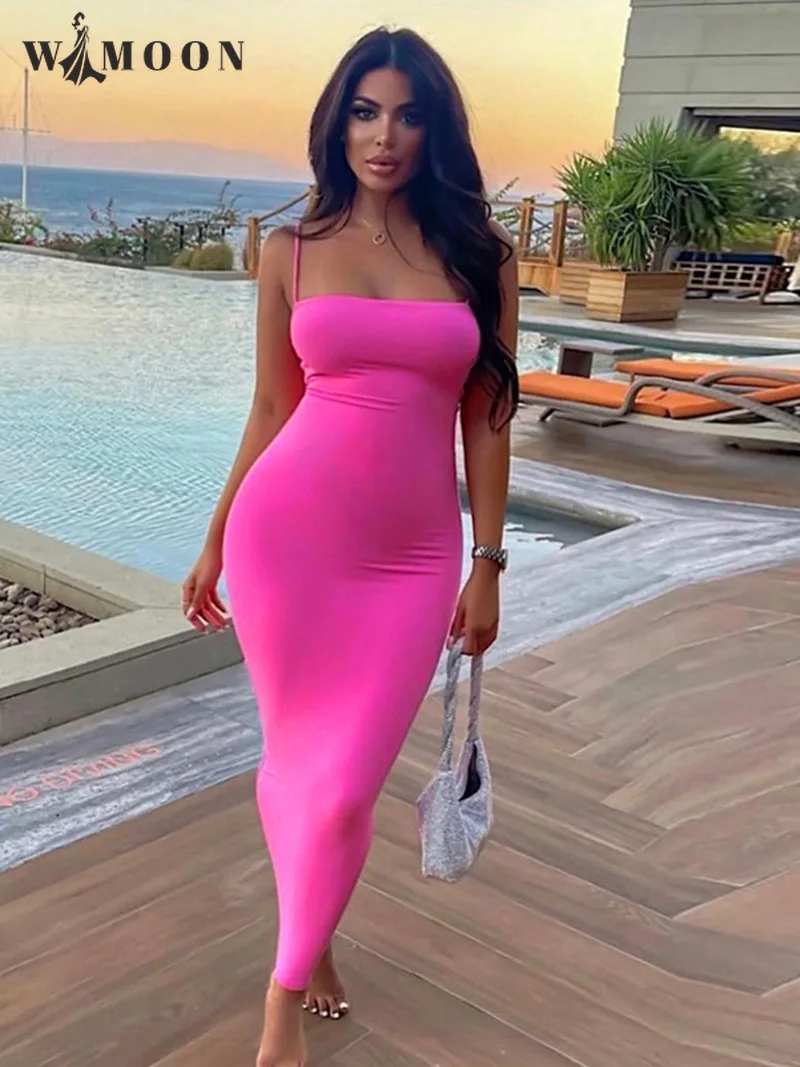Sleeveless Backless Spaghetti Strap Midi Dresses Women Summer Solid club Elegant Streetwear Holiday Bodycon Ladies Long Dress
Sleeveless Backless Spaghetti Strap Midi Dresses Women Summer Solid club Elegant Streetwear Holiday Bodycon Ladies Long Dress