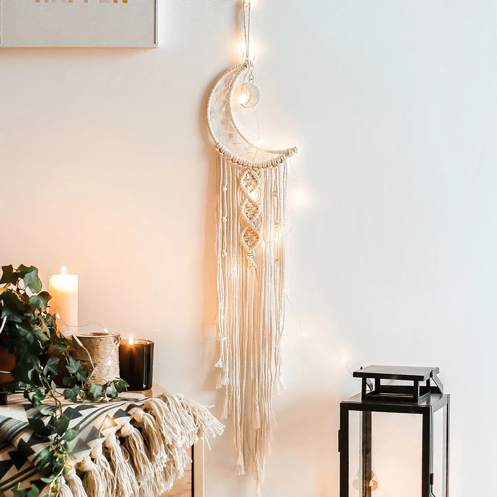 Moon-shaped Dream Catcher Cotton Rope Woven Ornaments Woven Wall Bohemian Chic Decor Hanging Ornaments Exquisite Decoration
Moon-shaped Dream Catcher Cotton Rope Woven Ornaments Woven Wall Bohemian Chic Decor Hanging Ornaments Exquisite Decoration