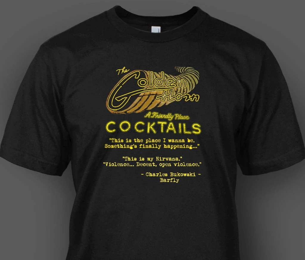Футболка Barfly Charles Bukowski с золотым Рогом маленький средний большой размер XL 2XL