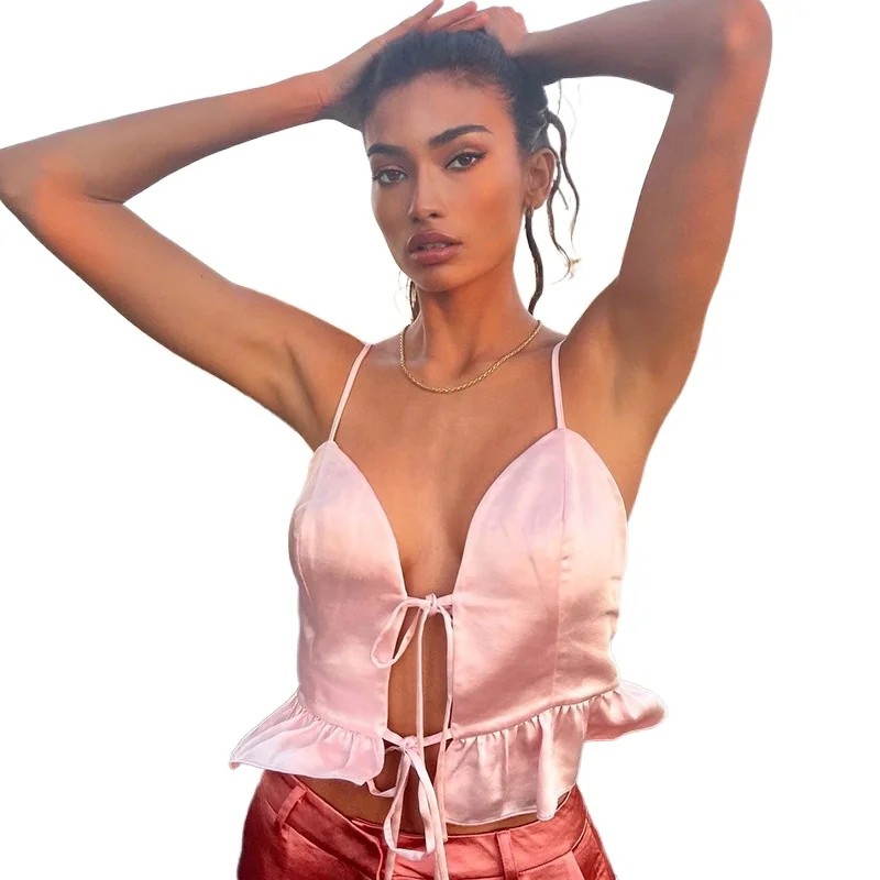 Sweet Girl Casual Camisole Hem Strap with Fungus Sexy Street Navel Tight Camis Backless Sleeveless Slim-fit Vest Top
Sweet Girl Casual Camisole Hem Strap with Fungus Sexy Street Navel Tight Camis Backless Sleeveless Slim-fit Vest Top
