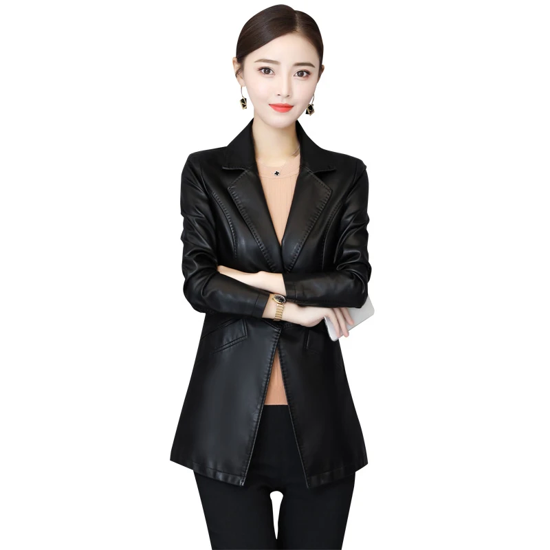 Women Brand Faux Soft Leather Jackets 5XL New Fashion Autumn Winter Ladies Black Washed Pu Leather Blazer Female Outerwear
Women Brand Faux Soft Leather Jackets 5XL New Fashion Autumn Winter Ladies Black Washed Pu Leather Blazer Female Outerwear