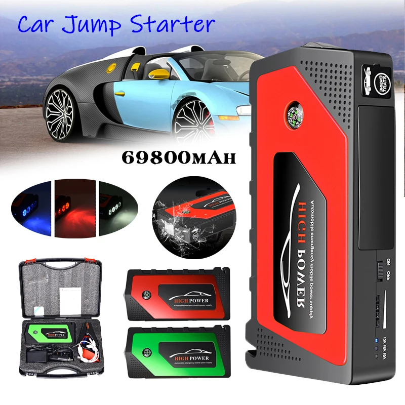 Car Jump Starter Power Bank 69800mAh 12V 600A Car Battery Booster Emergency Charger with 4 USB LED Car Booster Starting Device
Car Jump Starter Power Bank 69800mAh 12V 600A Car Battery Booster Emergency Charger with 4 USB LED Car Booster Starting Device