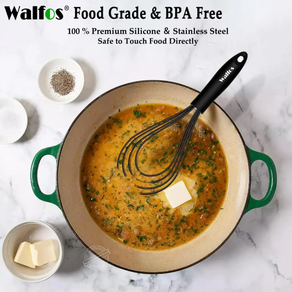 Walfos Silicone Whisk Stainless Steel Wire Whisk Heat Resistant Kitchen Whisks for Non-Stick Cookware Balloon Egg
Walfos Silicone Whisk Stainless Steel Wire Whisk Heat Resistant Kitchen Whisks for Non-Stick Cookware Balloon Egg