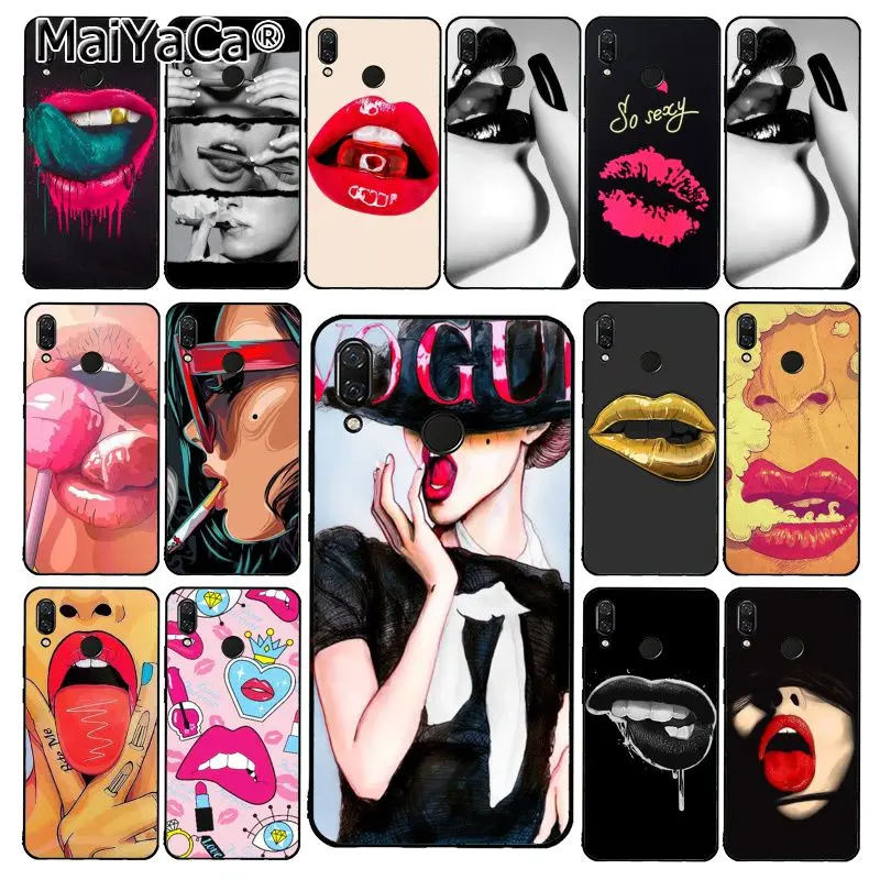 Чехол для телефона MaiYaCa VOGUE Style sexy girl red lips Xiaomi Redmi8 4X 6A 9 8A note pro 5Plus Note4 5 7 Note8Pro|Бамперы|