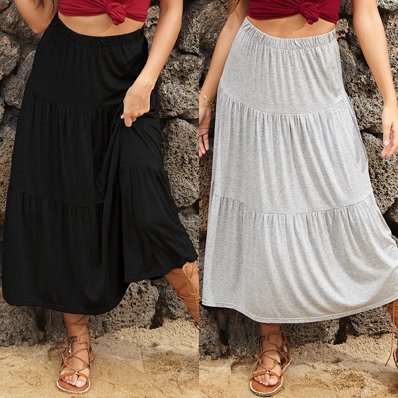 Cotton Casual Office Maxi Skirt Summer Women Solid Elastic Pleated Ruffled Cloth High Waist A-line Elegent Basic Ladies Skirts
Cotton Casual Office Maxi Skirt Summer Women Solid Elastic Pleated Ruffled Cloth High Waist A-line Elegent Basic Ladies Skirts