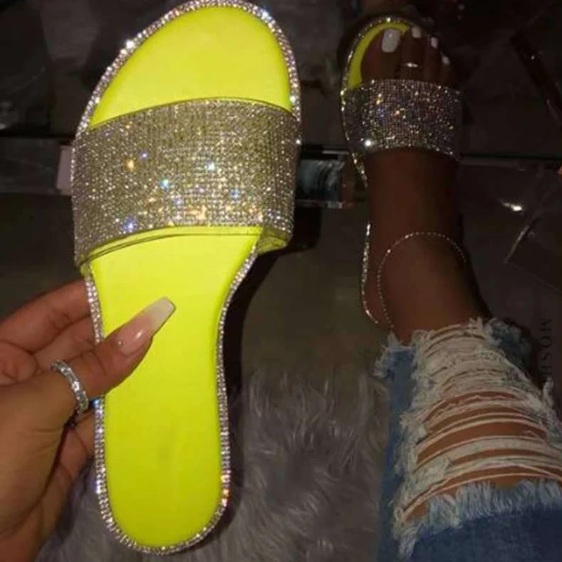 Summer Women Sandals Bling Slippers Ladies Crystal Slides Flat Glitter Gladiator Sandals Beach Shoes Female Sandalia Feminina
Summer Women Sandals Bling Slippers Ladies Crystal Slides Flat Glitter Gladiator Sandals Beach Shoes Female Sandalia Feminina