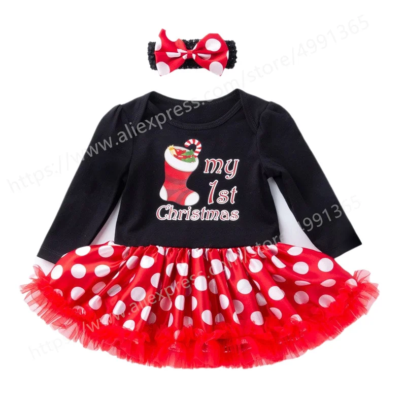 Christmas Baby Santa Claus Girls Dresses Kids Clothes Baby Girl Christening Gowns Toddler Boutique Clothing