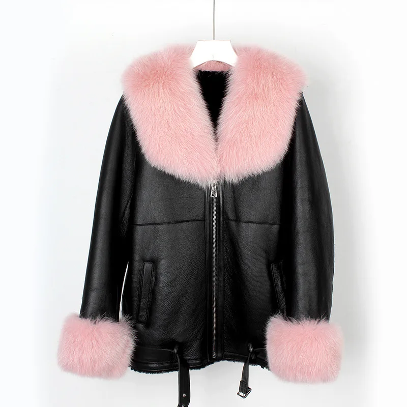Winter Real Fur Coats Natural Women High Quality Genuine Leather Jacket With Big Fox Fur Collar And Cuff Luxury Overcoats HH21
Winter Real Fur Coats Natural Women High Quality Genuine Leather Jacket With Big Fox Fur Collar And Cuff Luxury Overcoats HH21