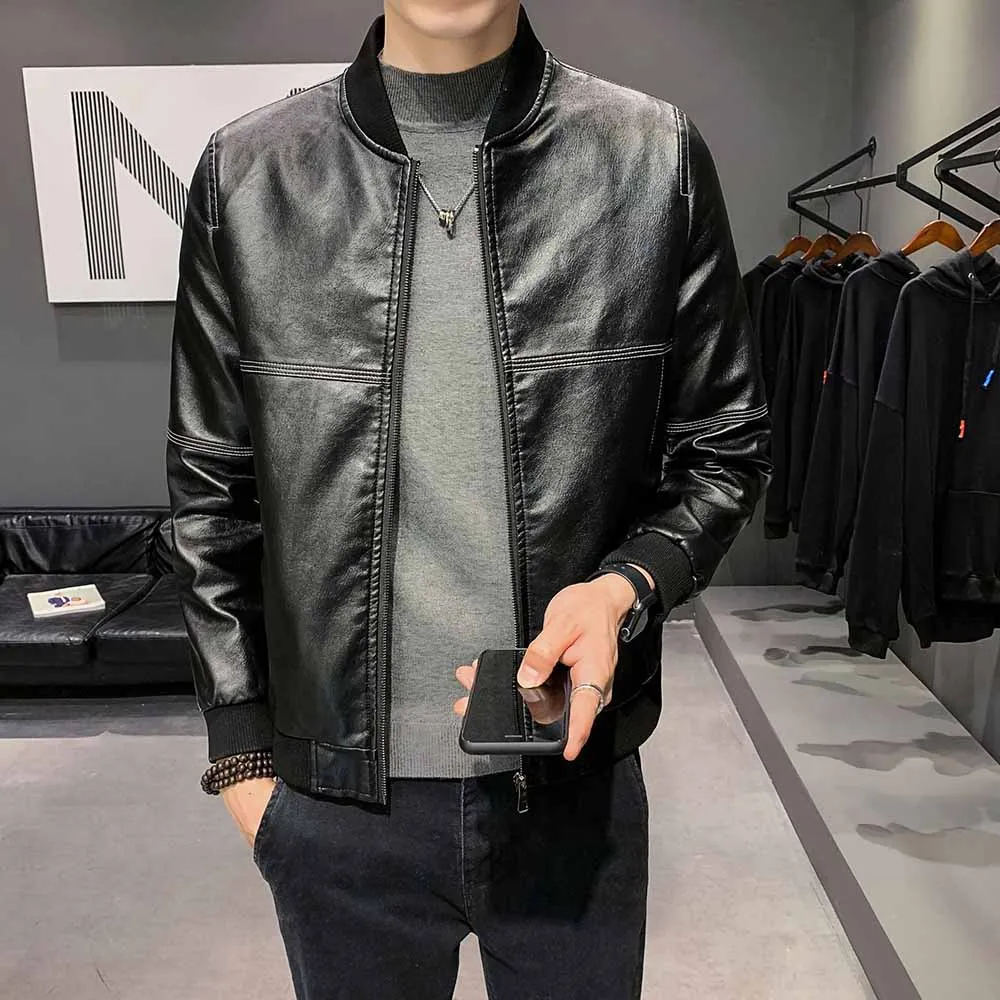 New Style Leather Coat Hang Shot Locomotive Slim Handsome Men's PU Leather Jacket Baseball Collar Zipper Jacket Men
New Style Leather Coat Hang Shot Locomotive Slim Handsome Men's PU Leather Jacket Baseball Collar Zipper Jacket Men