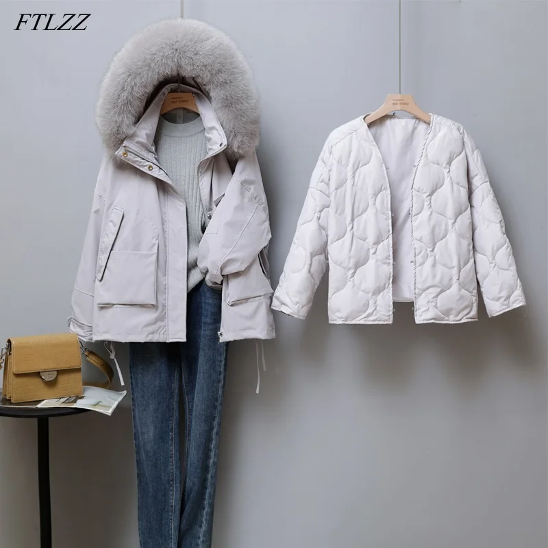 FTLZZ Winter Women Real Fox Fur Hooded Down Short Jacket 90% White Duck Down Coat Thickening Loose Warm Outwear Detachable Liner
FTLZZ Winter Women Real Fox Fur Hooded Down Short Jacket 90% White Duck Down Coat Thickening Loose Warm Outwear Detachable Liner