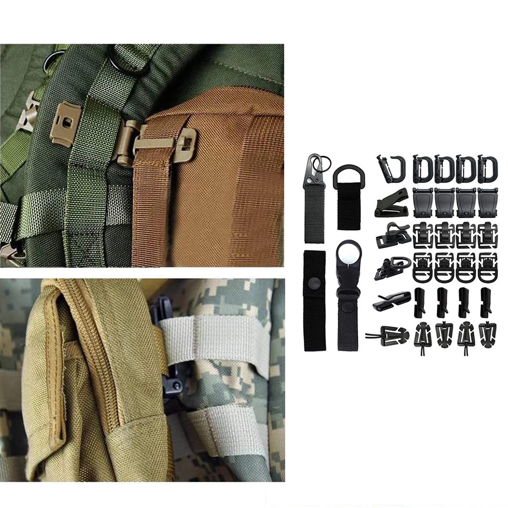 Kit of 34 Attachments for Molle Bag Tactical Backpack Vest Belt,Web Dominator Elastic Strings, Strap Management Tool Buckle
Kit of 34 Attachments for Molle Bag Tactical Backpack Vest Belt,Web Dominator Elastic Strings, Strap Management Tool Buckle