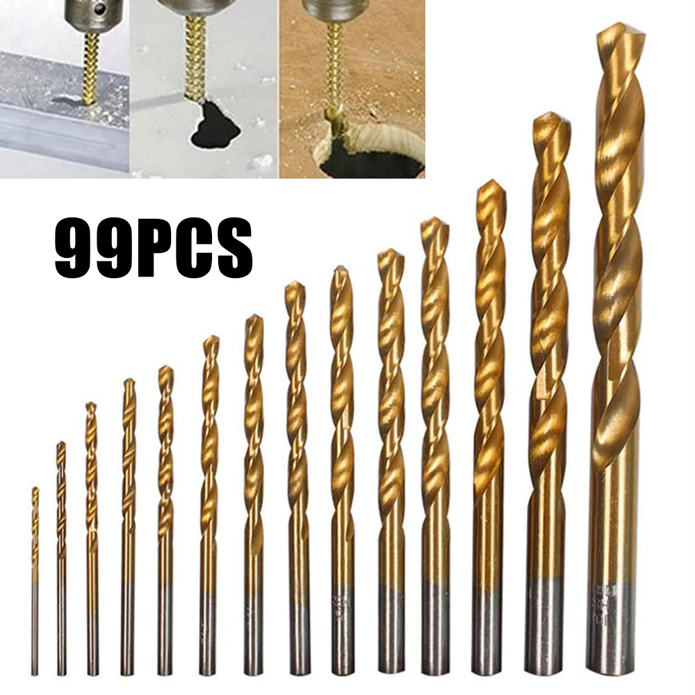 99pc HSS High Speed Steel Titanium Coated Drill Bit Set Cobalt Drill Bit Set for Stainles Steel Metal HSS-Co Cobalt Bit Titanium
99pc HSS High Speed Steel Titanium Coated Drill Bit Set Cobalt Drill Bit Set for Stainles Steel Metal HSS-Co Cobalt Bit Titanium