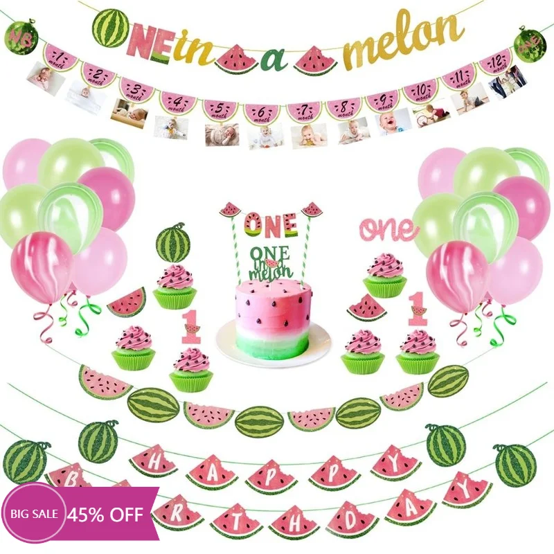 Summer Watermelon Theme Party Decor Kids Cake Topper Bunting Flag Banners Latex Balloon Decor Pink Baby Shower Party Supplies
Summer Watermelon Theme Party Decor Kids Cake Topper Bunting Flag Banners Latex Balloon Decor Pink Baby Shower Party Supplies