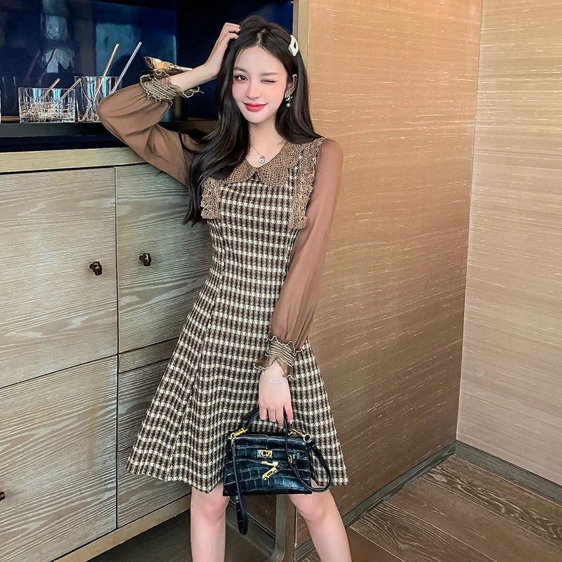 Women One Piece Dress Winter 2021 New Office Lady Korea Style Fashion Long Sleeve Plaid Patchwork Zipper Dresses Traf Robe
Women One Piece Dress Winter 2021 New Office Lady Korea Style Fashion Long Sleeve Plaid Patchwork Zipper Dresses Traf Robe