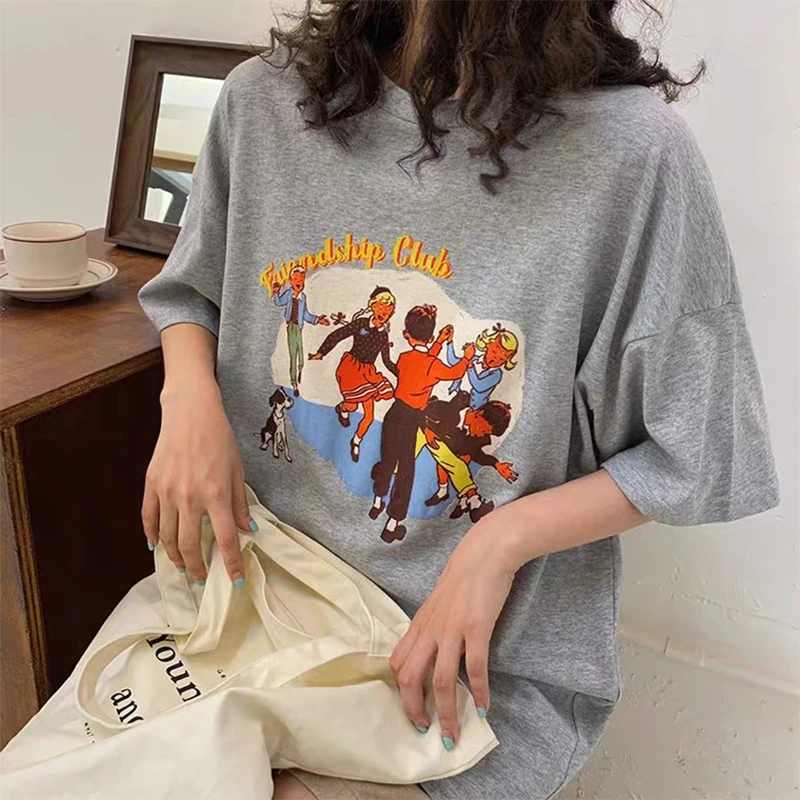 Funny Kids Friendship Vintage Printed Female Graphic Tees Short Sleeve Cotton Oversized Tops Ins Trendy Cute Women Tshirt
Funny Kids Friendship Vintage Printed Female Graphic Tees Short Sleeve Cotton Oversized Tops Ins Trendy Cute Women Tshirt
