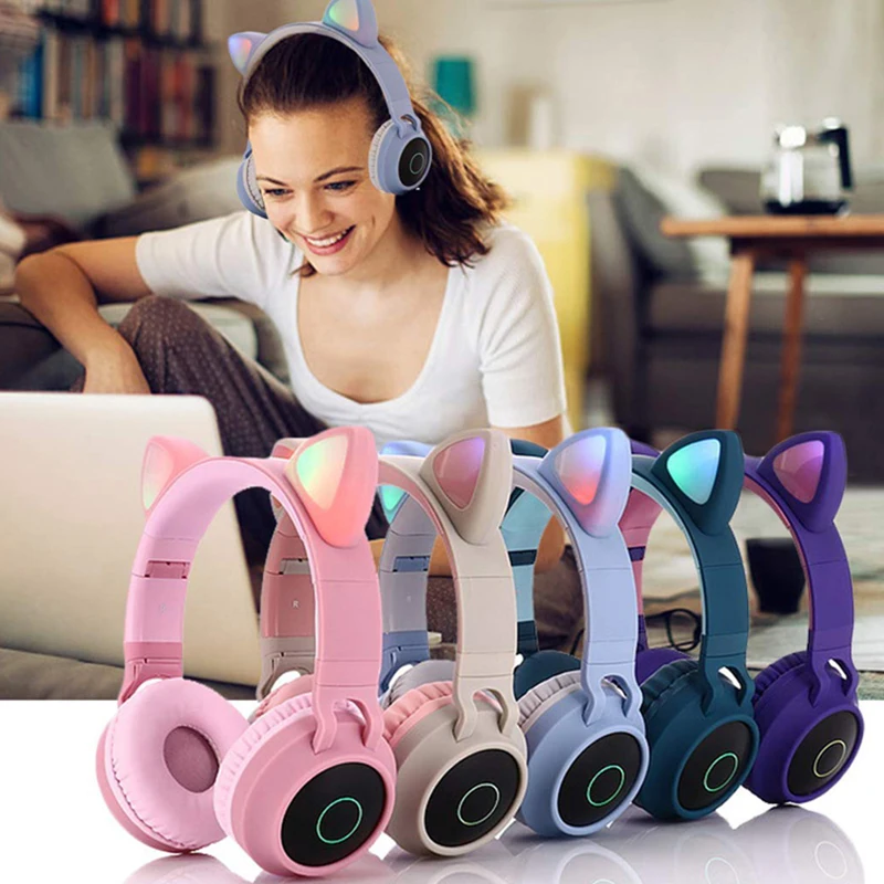 Girl Cute Bluetooth 5.0 Wireless Cat Ear Headphones LED Light Cosplay Cat Stereo Bass Gaming Headset For music With Microphones
Girl Cute Bluetooth 5.0 Wireless Cat Ear Headphones LED Light Cosplay Cat Stereo Bass Gaming Headset For music With Microphones