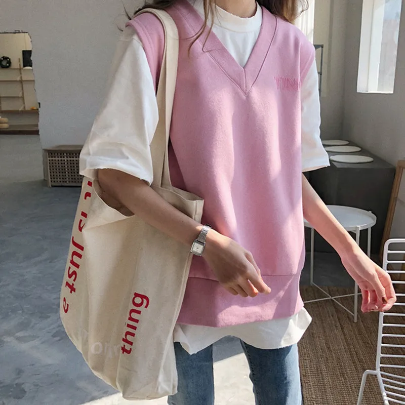 Women Vests Solid Casual Waistcoats All-match V-neck Short Sleeve Korean Style Ulzzang Fashion Loose Elegant Harajuku Womens
Women Vests Solid Casual Waistcoats All-match V-neck Short Sleeve Korean Style Ulzzang Fashion Loose Elegant Harajuku Womens