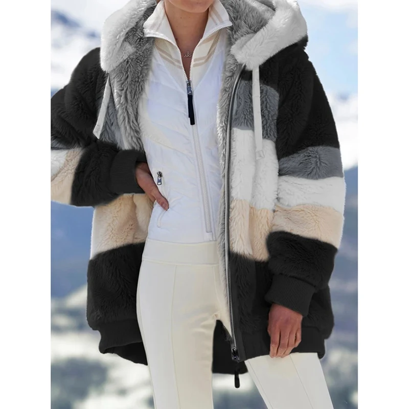 Puimentiua Winter Women Jacket Plush Patchwork Winter 2021 Hooded Jacket Retro Loose Zipper Pocket Long Sleeve Women Top Coat
Puimentiua Winter Women Jacket Plush Patchwork Winter 2021 Hooded Jacket Retro Loose Zipper Pocket Long Sleeve Women Top Coat