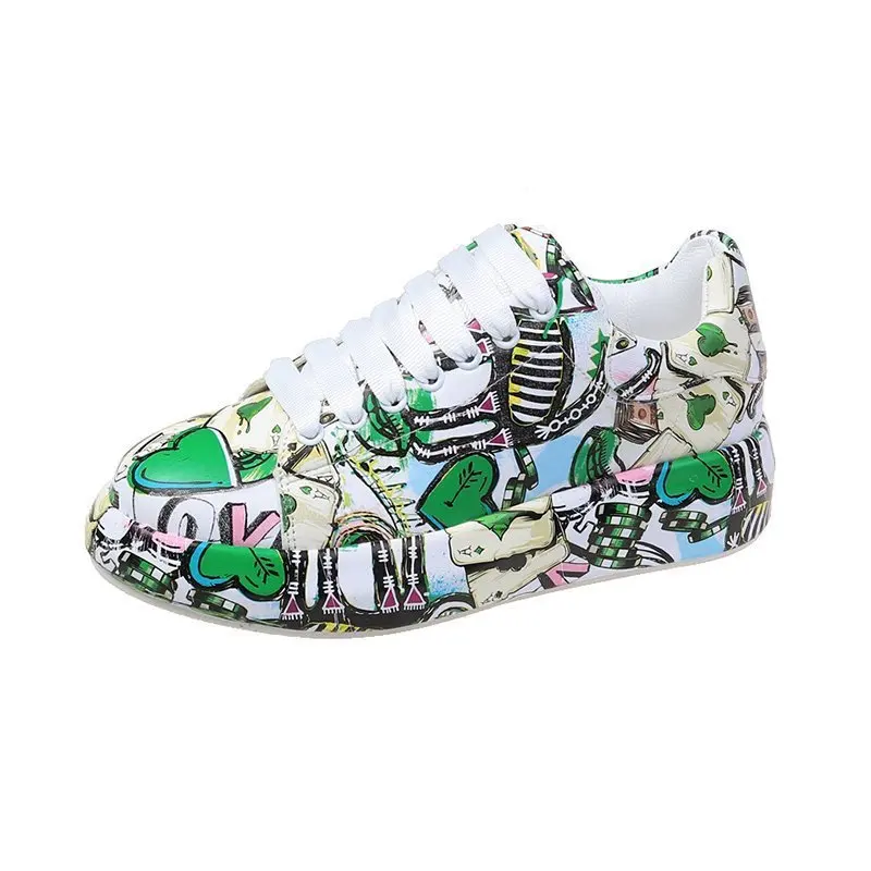 2021 Spring and Summer New Ladies Hand-painted Graffiti White Shoes Thick-soled Increase Fashion Ladies Lace-up Running Shoes
2021 Spring and Summer New Ladies Hand-painted Graffiti White Shoes Thick-soled Increase Fashion Ladies Lace-up Running Shoes