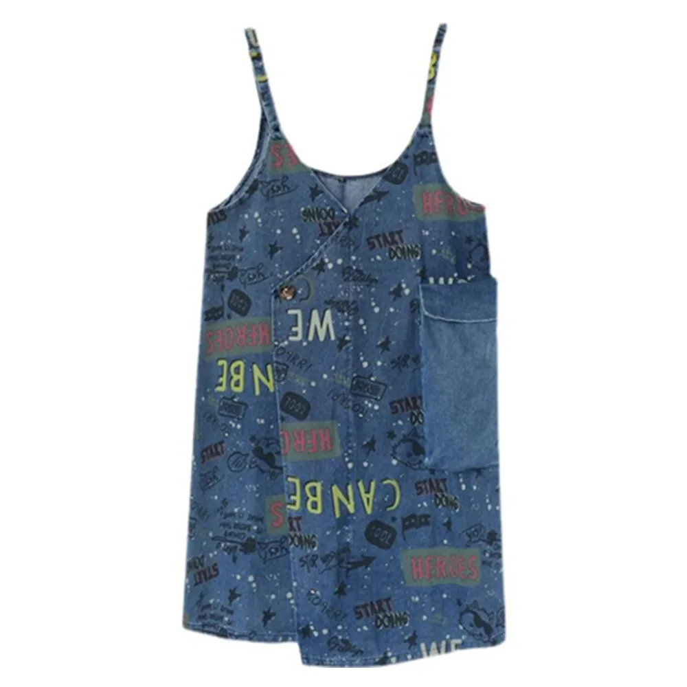 Loose Maxi Denim Dress Ladies Summer Printed Jean Dress Female Spaghetti Strap Cowboy Vintage Denim Dresses
Loose Maxi Denim Dress Ladies Summer Printed Jean Dress Female Spaghetti Strap Cowboy Vintage Denim Dresses