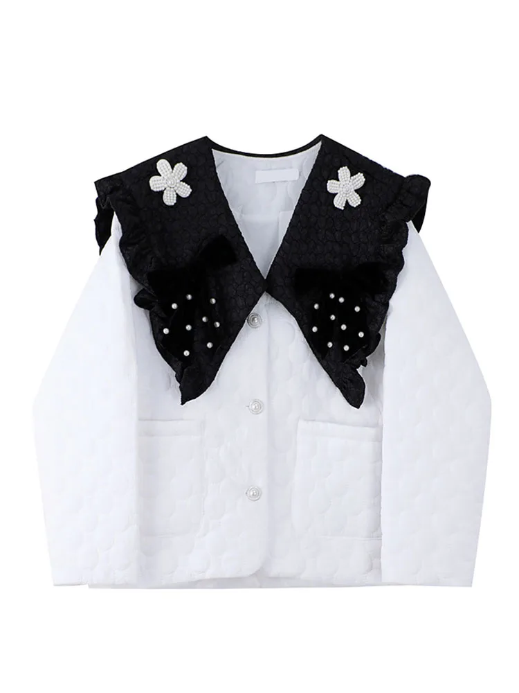 Spring Women's Parka Jacket Plus Size French Style Sweet Trendy Bow Sailor Collar Single Breasted Thin Cotton-Padded Coat Short
Spring Women's Parka Jacket Plus Size French Style Sweet Trendy Bow Sailor Collar Single Breasted Thin Cotton-Padded Coat Short