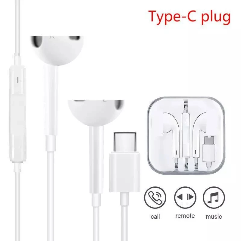 Universal Wired Earphone Lightning Type-C In-Ear Stereo Earphones Sport Earbuds Bass Hands-Free Head Set With Mic For IPhone | Электроника