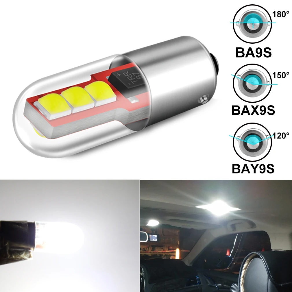 

2Pcs Canbus BA9S BAX9S H21W BAY9s T10 W5W LED Bulbs H6W T4W Car Reverse Lights Auto Parking License Plate Dome Interior Lamps