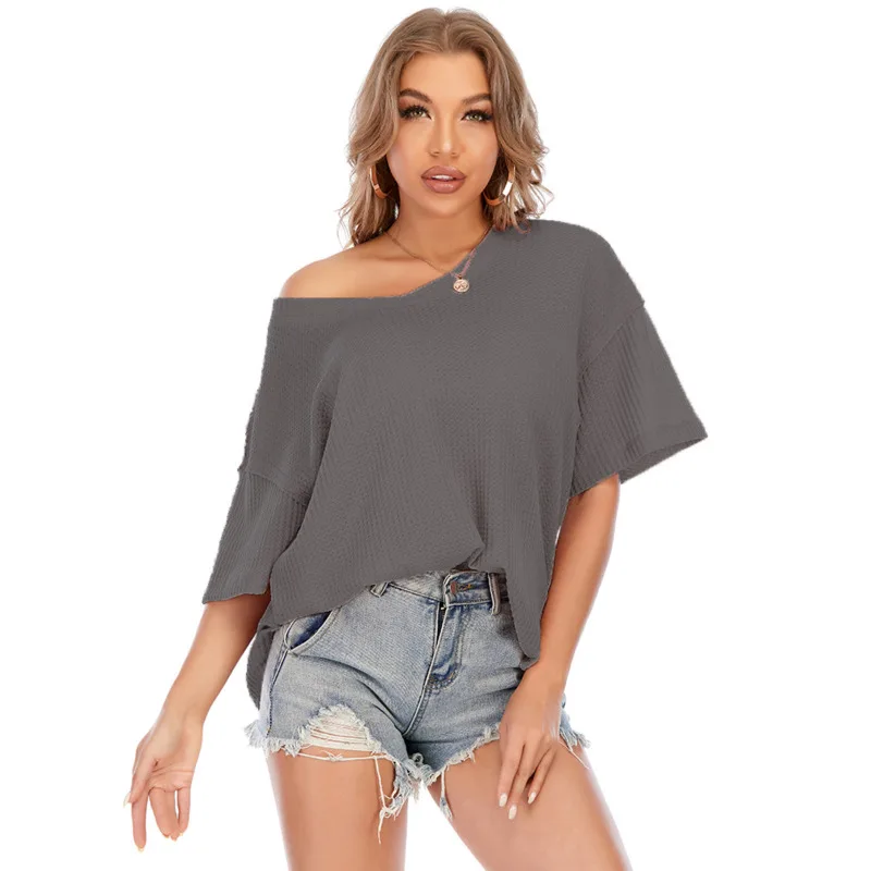 2021 Summer New Women Fashion Short Batwing Sleeve V-Neck Loose Knitted T Shirt Casual Oversize Tops Camiseta Mujer
2021 Summer New Women Fashion Short Batwing Sleeve V-Neck Loose Knitted T Shirt Casual Oversize Tops Camiseta Mujer