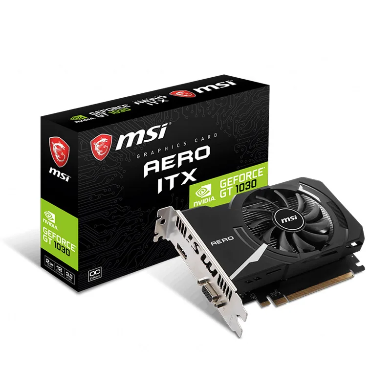 Видеокарта MSI nVidia GeForce GT 1030, GT 1030 AERO ITX 2GD4 OC, 2, DDR4, OC, Ret, видеокарта; Игровая; Конфигурация ПК
Видеокарта MSI nVidia GeForce GT 1030, GT 1030 AERO ITX 2GD4 OC, 2, DDR4, OC, Ret, видеокарта; Игровая; Конфигурация ПК