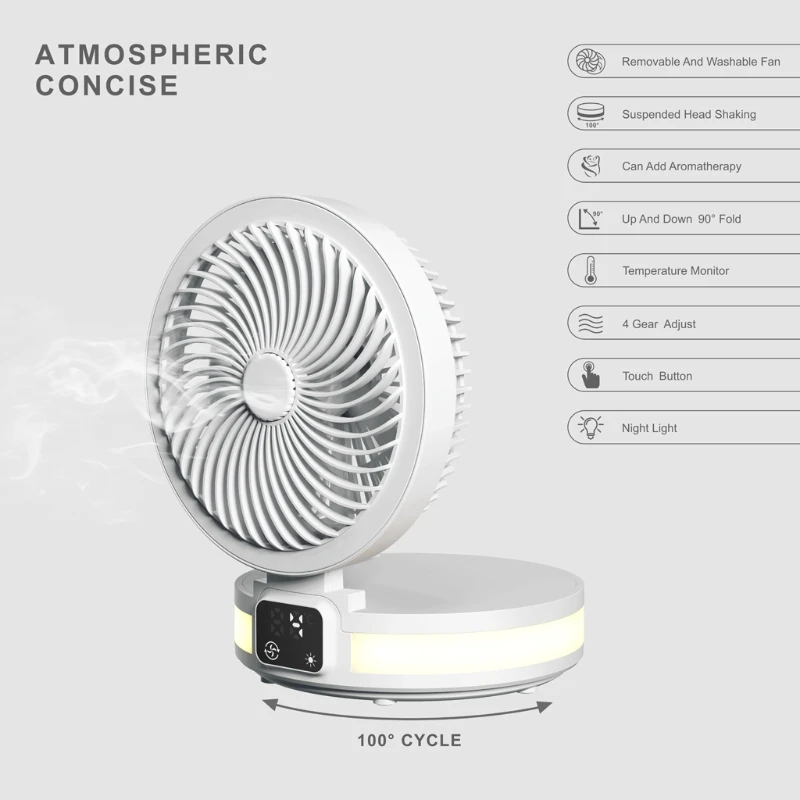 USB Charging Folding Desktop Fan with Temperature Display LED Light Indoor Air Circulation 95AF
USB Charging Folding Desktop Fan with Temperature Display LED Light Indoor Air Circulation 95AF