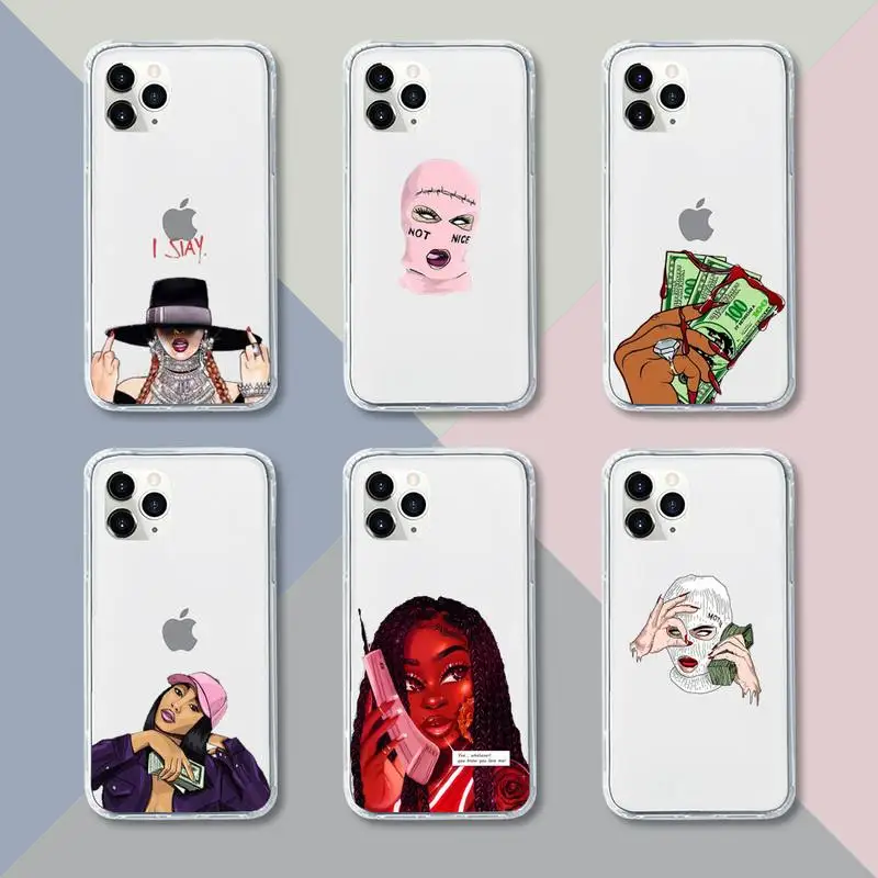 Cool Bad Girl Phone Case Transparent For iPhone 13 12 11 pro mini XS XR X max 5 6 s 7 8 plus Soft Clear Mobile bags
Cool Bad Girl Phone Case Transparent For iPhone 13 12 11 pro mini XS XR X max 5 6 s 7 8 plus Soft Clear Mobile bags
