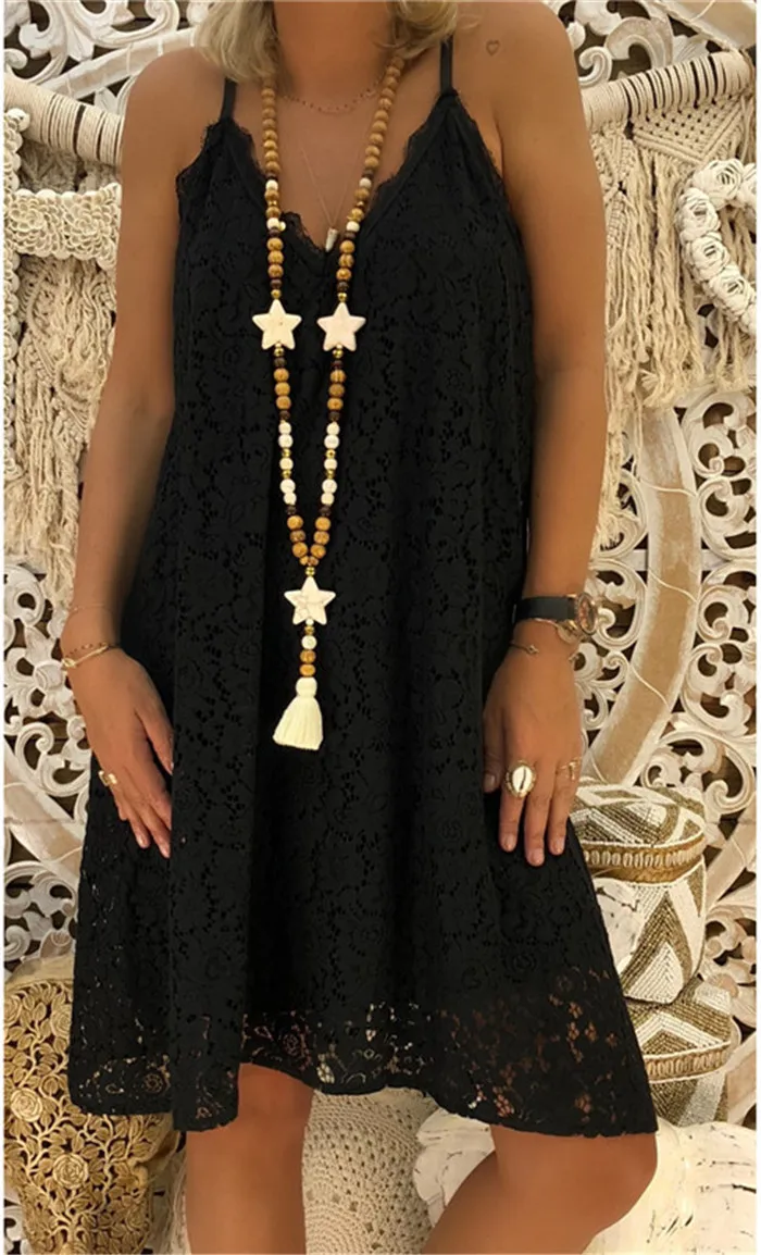 2020 New Women's Summer Solid Color Sleeveless V-neck Sling Lace Loose Dress plus size
2020 New Women's Summer Solid Color Sleeveless V-neck Sling Lace Loose Dress plus size