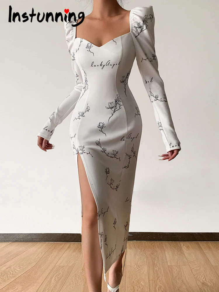 Instunning Women Floral Print Splitted Midi Dress Casual Sexy Long Sleeve Square Collar Streetwear Autumn 2021 New Elegant Dress
Instunning Women Floral Print Splitted Midi Dress Casual Sexy Long Sleeve Square Collar Streetwear Autumn 2021 New Elegant Dress