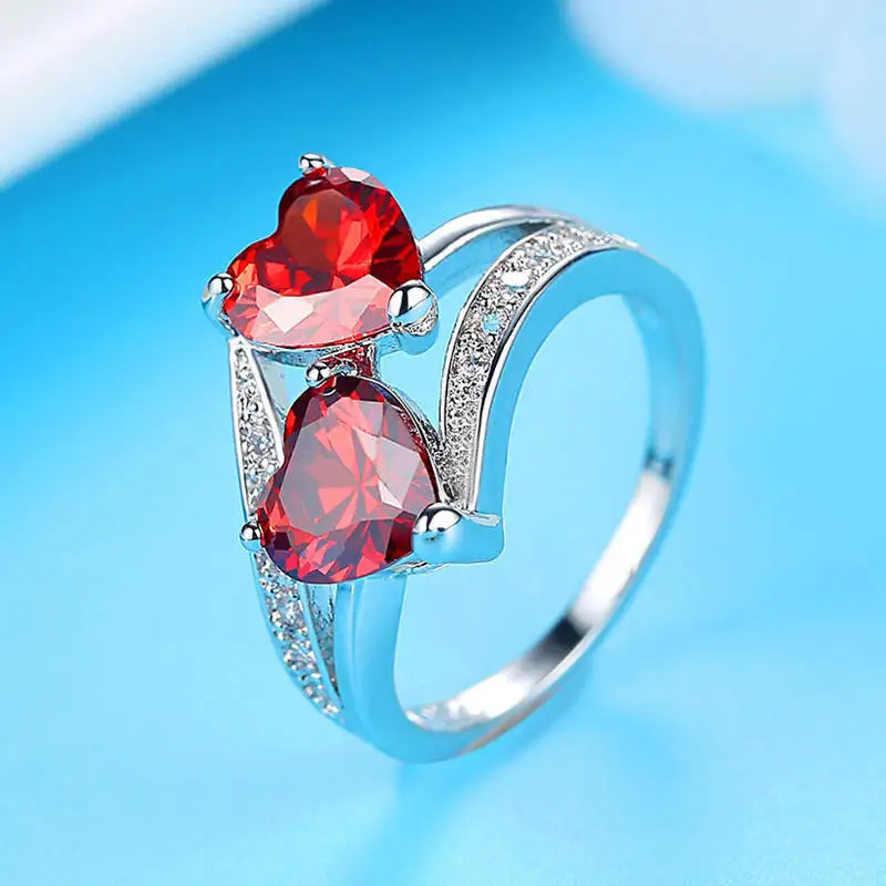 Gu Li Transparent Red Blue Tricolor Zircon Ring Girlfriend Birthday Present Glamour Couple Double Love Engagement Ring
Gu Li Transparent Red Blue Tricolor Zircon Ring Girlfriend Birthday Present Glamour Couple Double Love Engagement Ring